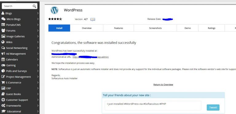 install wordpress berhasil