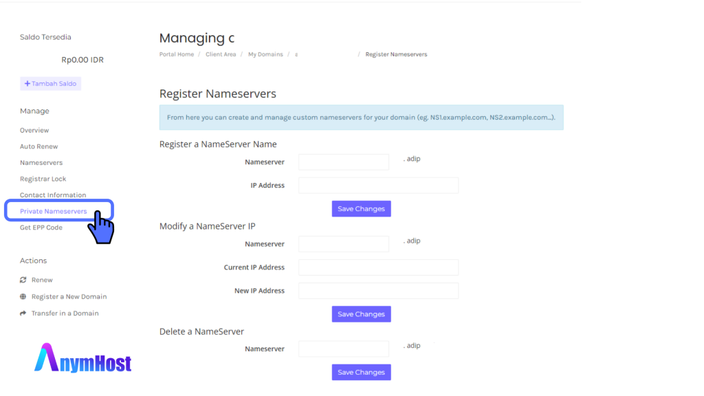 Cara Membuat Private Nameserver Dengan Domain Sendiri